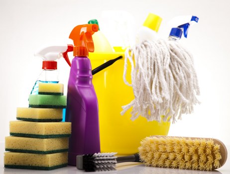Trained carpet cleaning staff working carefully in a property